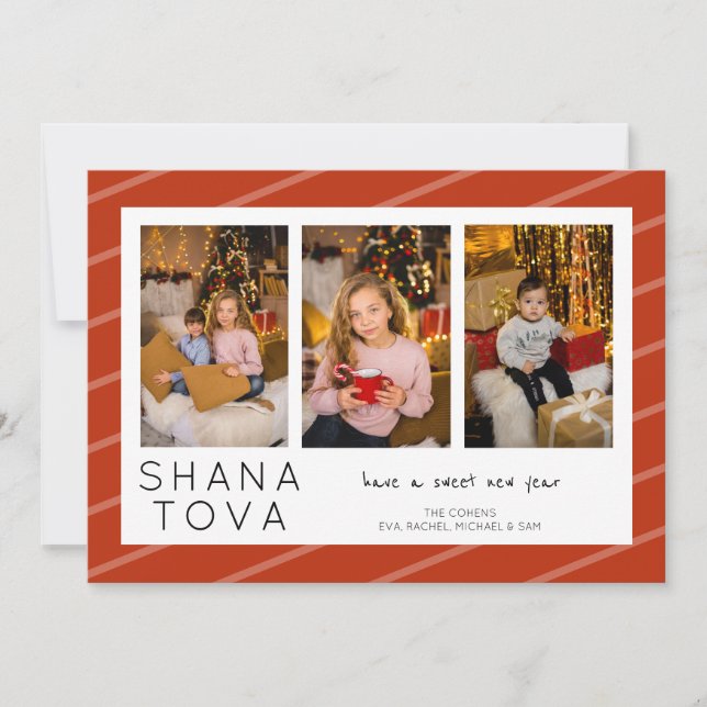 Cartes Pour Fêtes Annuelles Rosh Hashanah Shana Tova 3 Photo Collage (Devant)