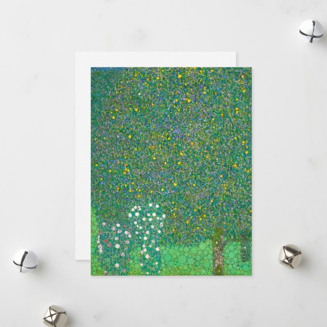 Cartes Pour Fêtes Annuelles Rosiers sous les arbres par Après Gustav Klimt (Devant/Arrière en situation)