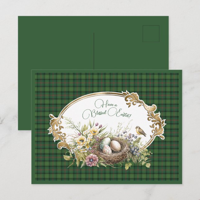 Cartes Pour Fêtes Annuelles Ross Chasse Ancien Tartan écossais Pâques (Devant / Derrière)