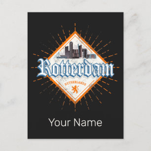 Cartes Pour Fêtes Annuelles Rotterdam City Pays-Bas Skyline Néerlandais Vintag