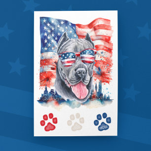Cartes Pour Fêtes Annuelles Rouge Blanc Bleu Canne Corso Chien drôle 4 juillet