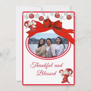 Cartes Pour Fêtes Annuelles Rouge blanc moderne Cute Elf Photo Joyeux Noël