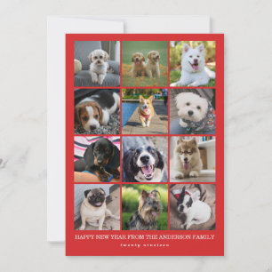 Cartes Pour Fêtes Annuelles Rouge Classique 12 Photo Instagram Bonne Année