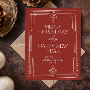Cartes Pour Fêtes Annuelles Rouge Déco Classique   Noël d'entreprise élégant