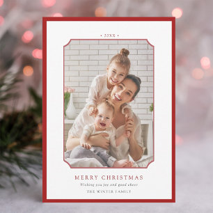 Cartes Pour Fêtes Annuelles Rouge et blanc Minimal Joyeux Noël Photo