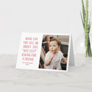Cartes Pour Fêtes Annuelles Rouge et blanc Nice Liste Demander à un ami drôle