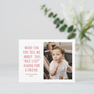 Cartes Pour Fêtes Annuelles Rouge et blanc Nice Liste Demander à un ami drôle