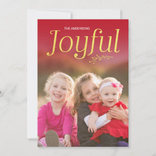 Cartes Pour Fêtes Annuelles Rouge et Faux Gold Joyeuse photo de vacances