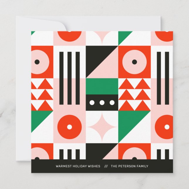 Cartes Pour Fêtes Annuelles Rouge et Vert Bauhaus Moderne (Devant)