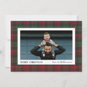Cartes Pour Fêtes Annuelles Rouge et Vert de Noël Simple Photo à Carreaux