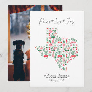 Cartes Pour Fêtes Annuelles Rouge et Vert Motif d'art en ligne du Texas