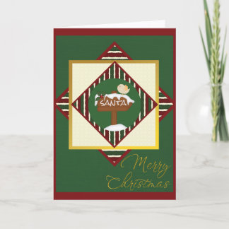 Cartes Pour Fêtes Annuelles Rouge et vert rayé Noël oiseau mignon