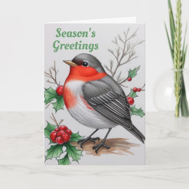 Cartes Pour Fêtes Annuelles Rouge-gorge de Noël  (Devant)