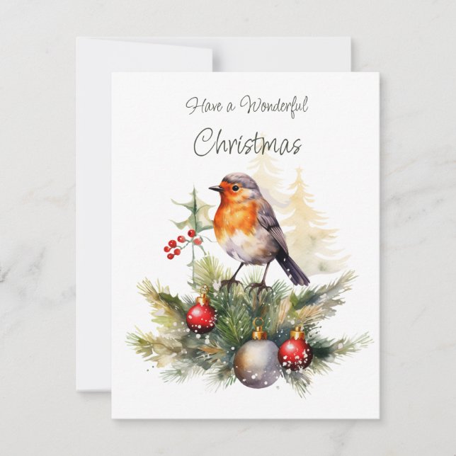 Cartes Pour Fêtes Annuelles Rouge-Gorge de Noël  (Devant)