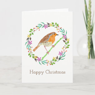 Cartes Pour Fêtes Annuelles Rouge-gorge, oiseau de Noël