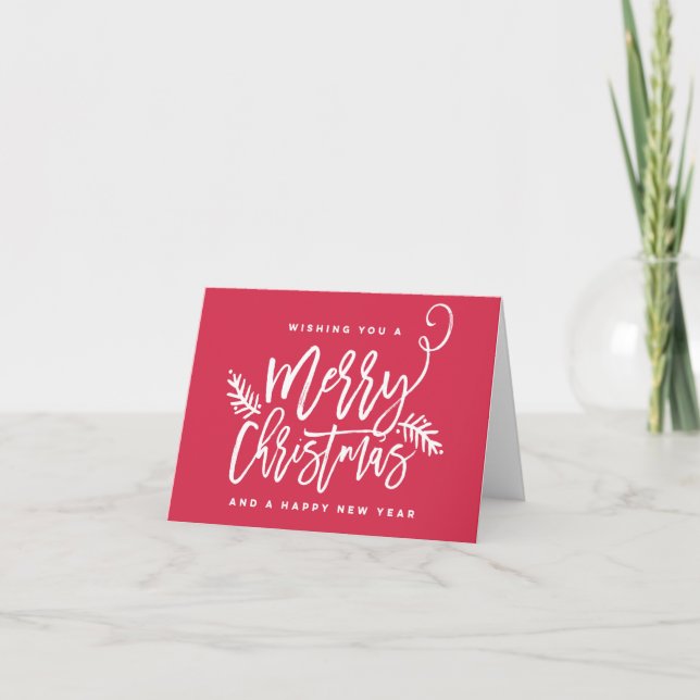 Cartes Pour Fêtes Annuelles Rouge lumineux de vacances de Noël de manuscrit (Devant)