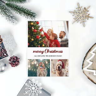 Cartes Pour Fêtes Annuelles Rouge manuscrit "Joyeux Noël" 3 Photo