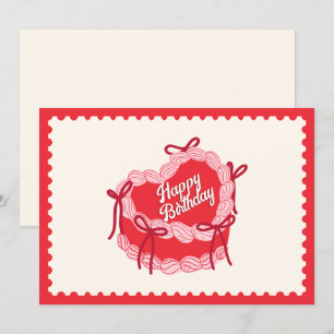 Cartes Pour Fêtes Annuelles Rouge mignon gâteau d'anniversaire arc coeur