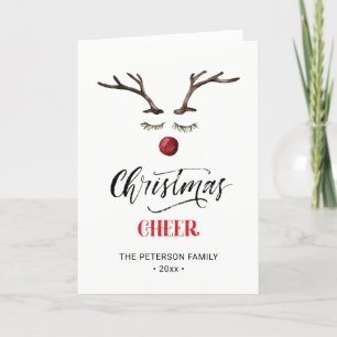Cartes Pour Fêtes Annuelles Rouge moderne Élégant Script Noël ÉLEVEUR Rindeer