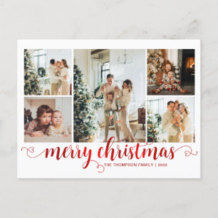 Cartes Pour Fêtes Annuelles Rouge moderne Joyeux Noël Coeur Script 5 Photo