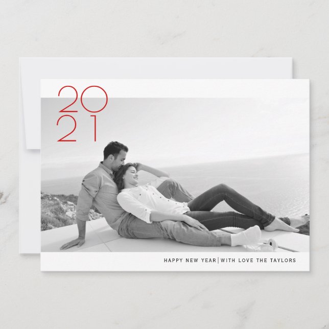 Cartes Pour Fêtes Annuelles Rouge moderne Joyeux Nouvel An 2020 photo (Devant)