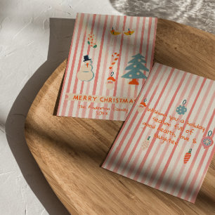 Cartes Pour Fêtes Annuelles Rouge rétro Illustré couleur Noël non photo