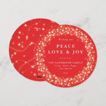 Rouge Rond Éclairage Paix Amour + Joie