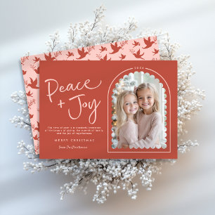 Cartes Pour Fêtes Annuelles Rouge rose Arc moderne Paix Joie Photo Noël