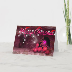 Cartes Pour Fêtes Annuelles Rouge rose et violet boules décoratives Joyeux Noë