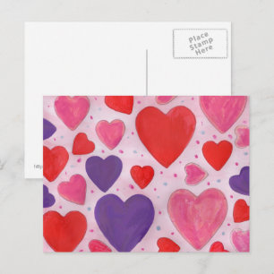 Cartes Pour Fêtes Annuelles Rouge rose et violet Valentines Jour Coeurs Design