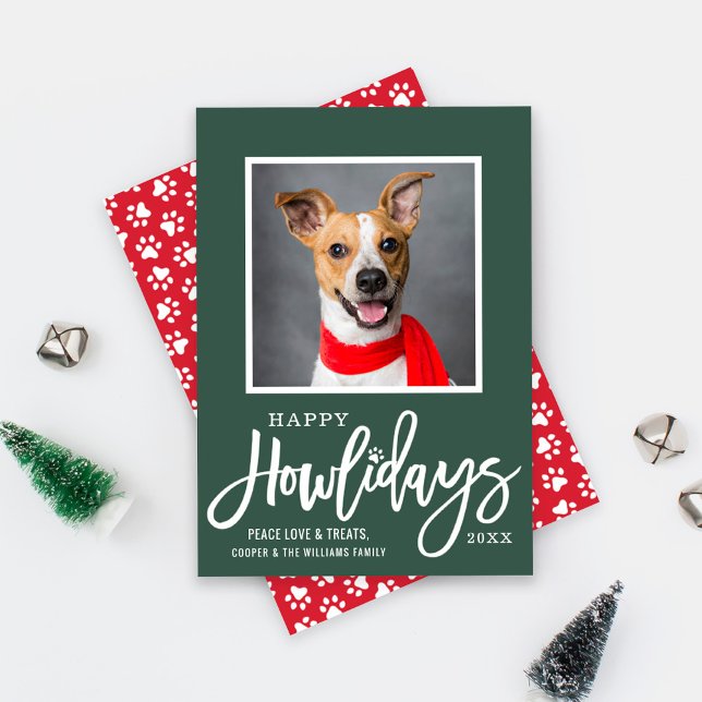 Cartes Pour Fêtes Annuelles Rouge vert moderne Joyeux Howlidays Chien Chien Ch (Créateur téléchargé)