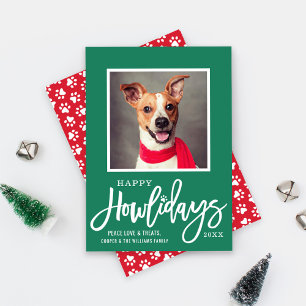 Cartes Pour Fêtes Annuelles Rouge vert moderne Joyeux Howlidays Chien Chien Ch