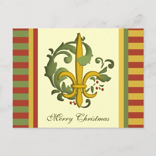 Cartes Pour Fêtes Annuelles Rouleau de Noël Fleur de lis (Devant)