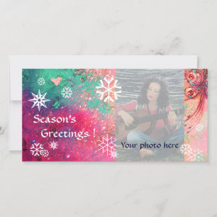 Cartes Pour Fêtes Annuelles ROULEAUX DE NEIGE rose, fuchsia, vert, blanc