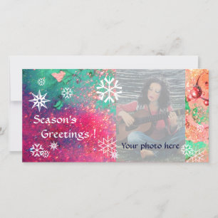 Cartes Pour Fêtes Annuelles ROULEAUX DE NEIGE rose, fuchsia, vert, blanc