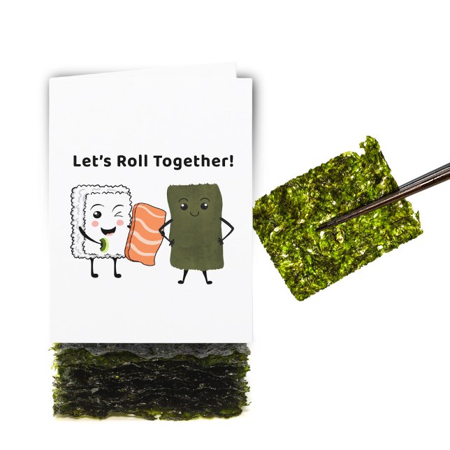 Cartes Pour Fêtes Annuelles Roulons ensemble ! Kawaii Sushi (Créateur téléchargé)