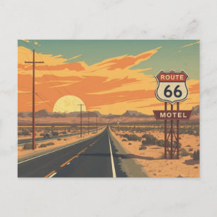 Cartes Pour Fêtes Annuelles Route 66 Coucher de Soleil Route Vintage Art de Vo