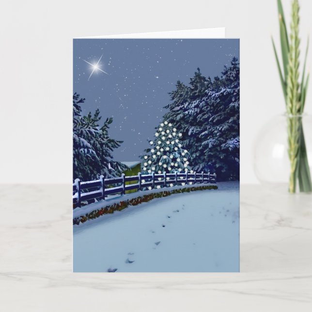 Cartes Pour Fêtes Annuelles Route des neiges et arbres d'hiver (Devant)