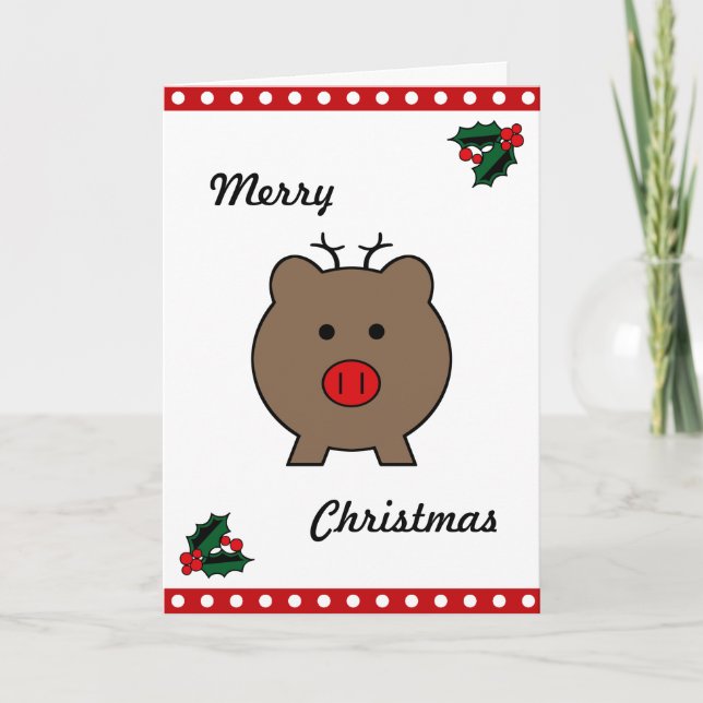 Cartes Pour Fêtes Annuelles Roy le cochon de Noël (Devant)