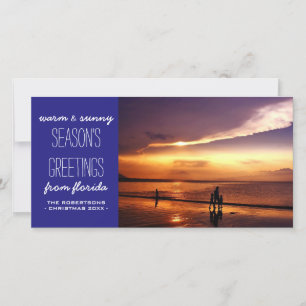 Cartes Pour Fêtes Annuelles Royal Blue Noël salutations de la plage