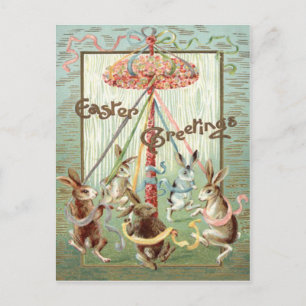 Cartes Pour Fêtes Annuelles Ruban de danse de Pâques Bunny Maypole