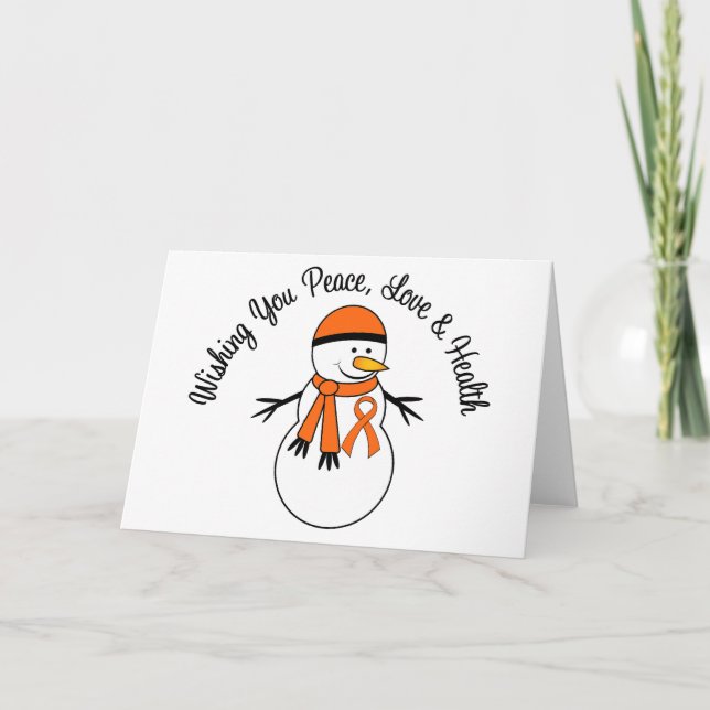 Cartes Pour Fêtes Annuelles Ruban de leucémie de bonhomme de neige de Noël (Devant)