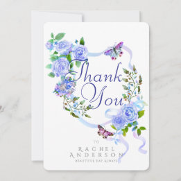 Cartes Pour Fêtes Annuelles Ruban de Rose Bleue Merci