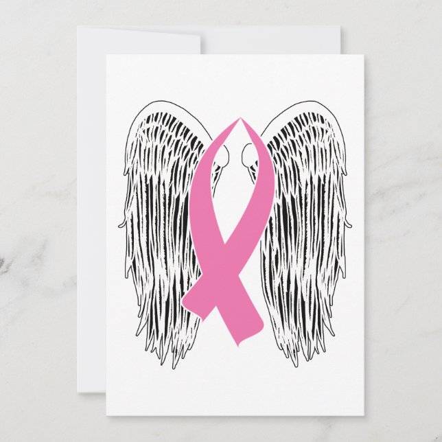 Cartes Pour Fêtes Annuelles Ruban de sensibilisation aux ailes (rose) (Devant)