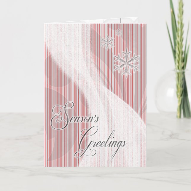 Cartes Pour Fêtes Annuelles Ruban Snowy Star (bande de menthe rouge) (Devant)