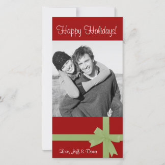 Cartes Pour Fêtes Annuelles ruban vert rouge photo de noël