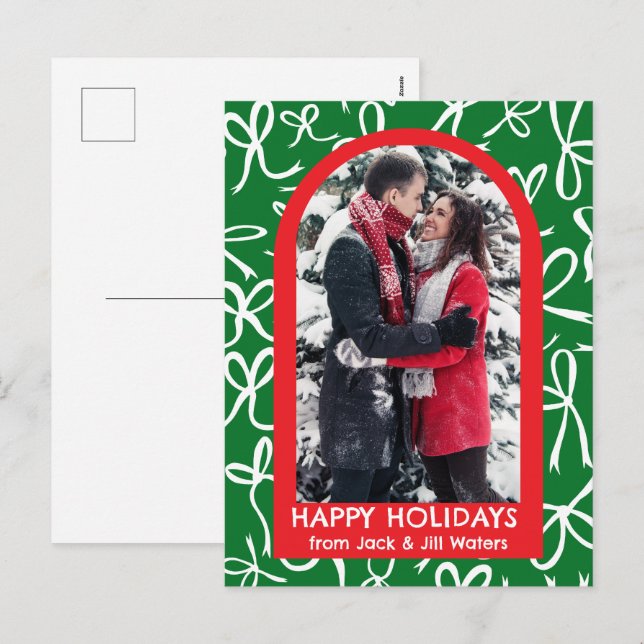 Cartes Pour Fêtes Annuelles Rubans Bows Noël photo sur mesure Arche (Devant / Derrière)