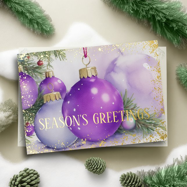 Cartes Pour Fêtes Annuelles Rubans de satin Ornements Vert éternel Violet  (Créateur téléchargé)