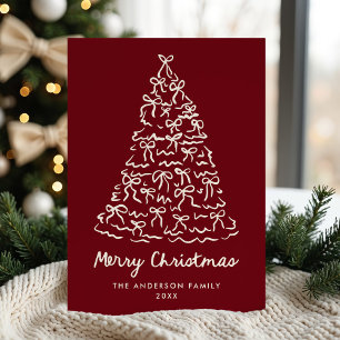 Cartes Pour Fêtes Annuelles Rubans fantaisistes d'arbre de Noël Cranberry Non-