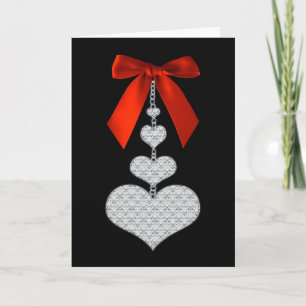 Cartes Pour Fêtes Annuelles -Rubans rouges et coeurs - Saint-Valentin